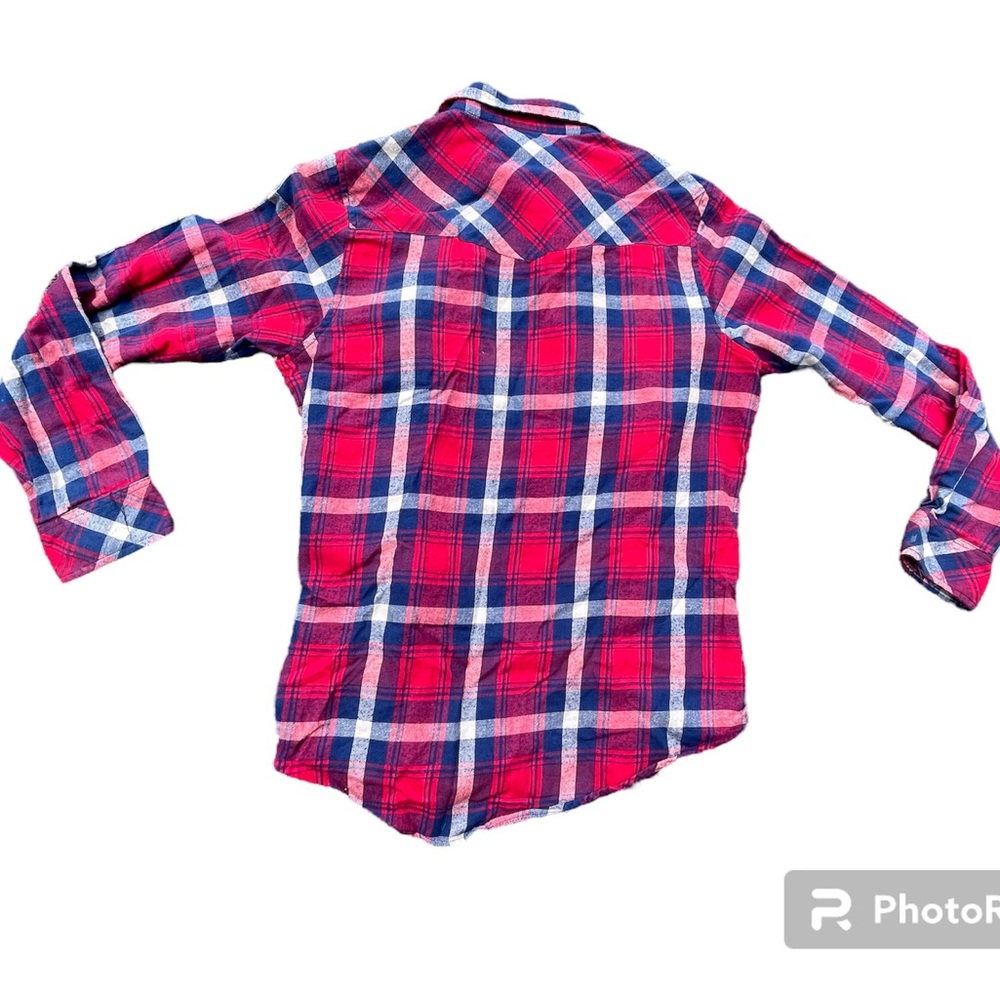Women’s Fall Plaid Flannel Red/White/Blue USA Size Small - Picture 5 of 5